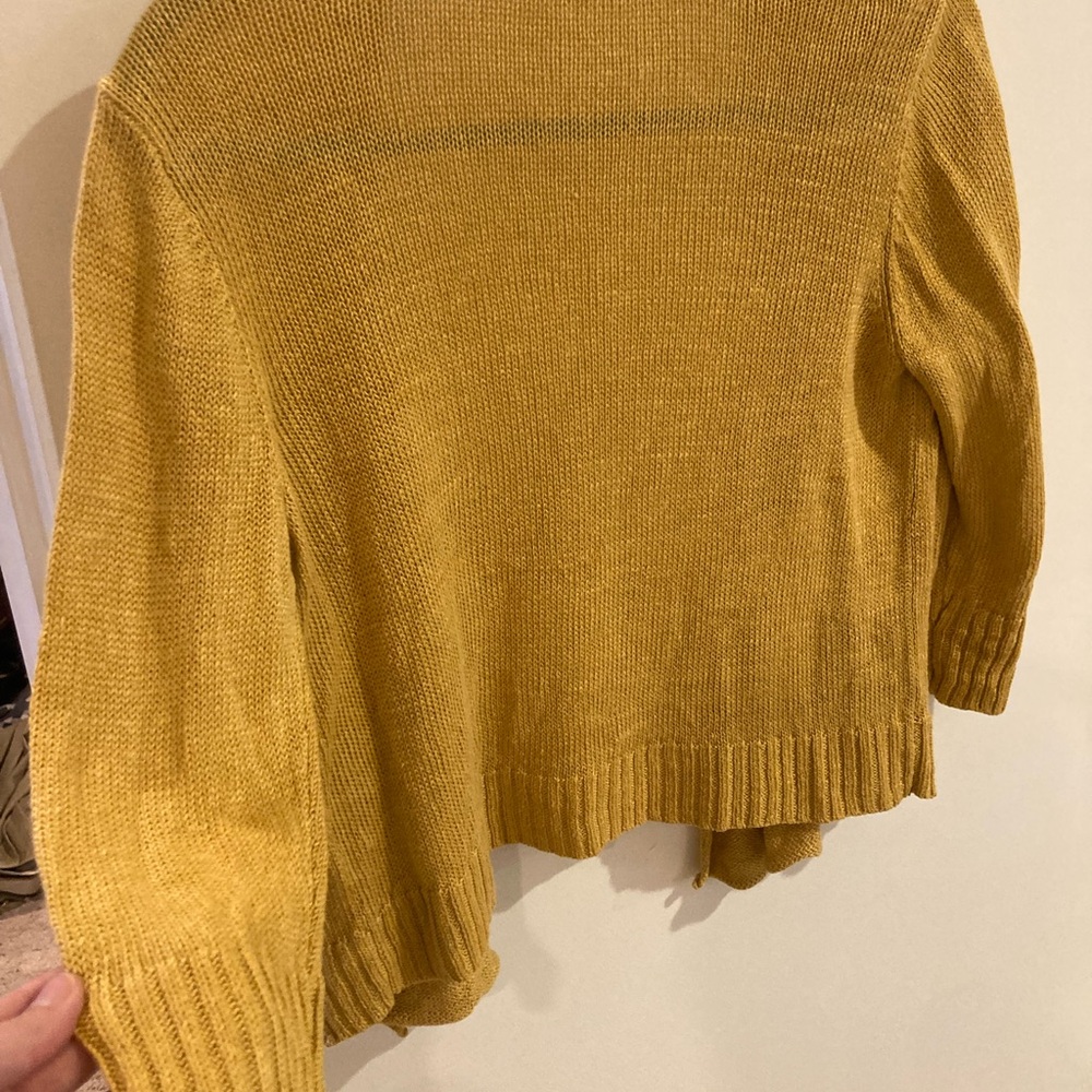 Eileen Fischer petite small mustard yellow cardigan. Italian hemp yarn. - Picture 4 of 9